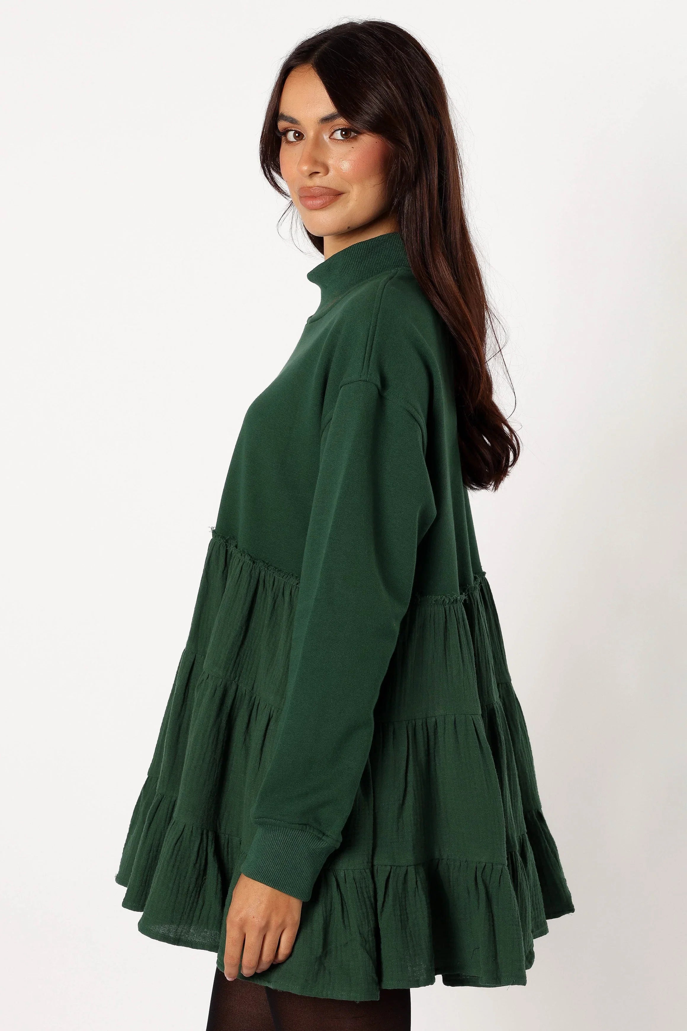 Minia Long Sleeve Mini Dress Hunter Green