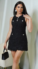 Belarus Crochet Lace Mini Dress Black