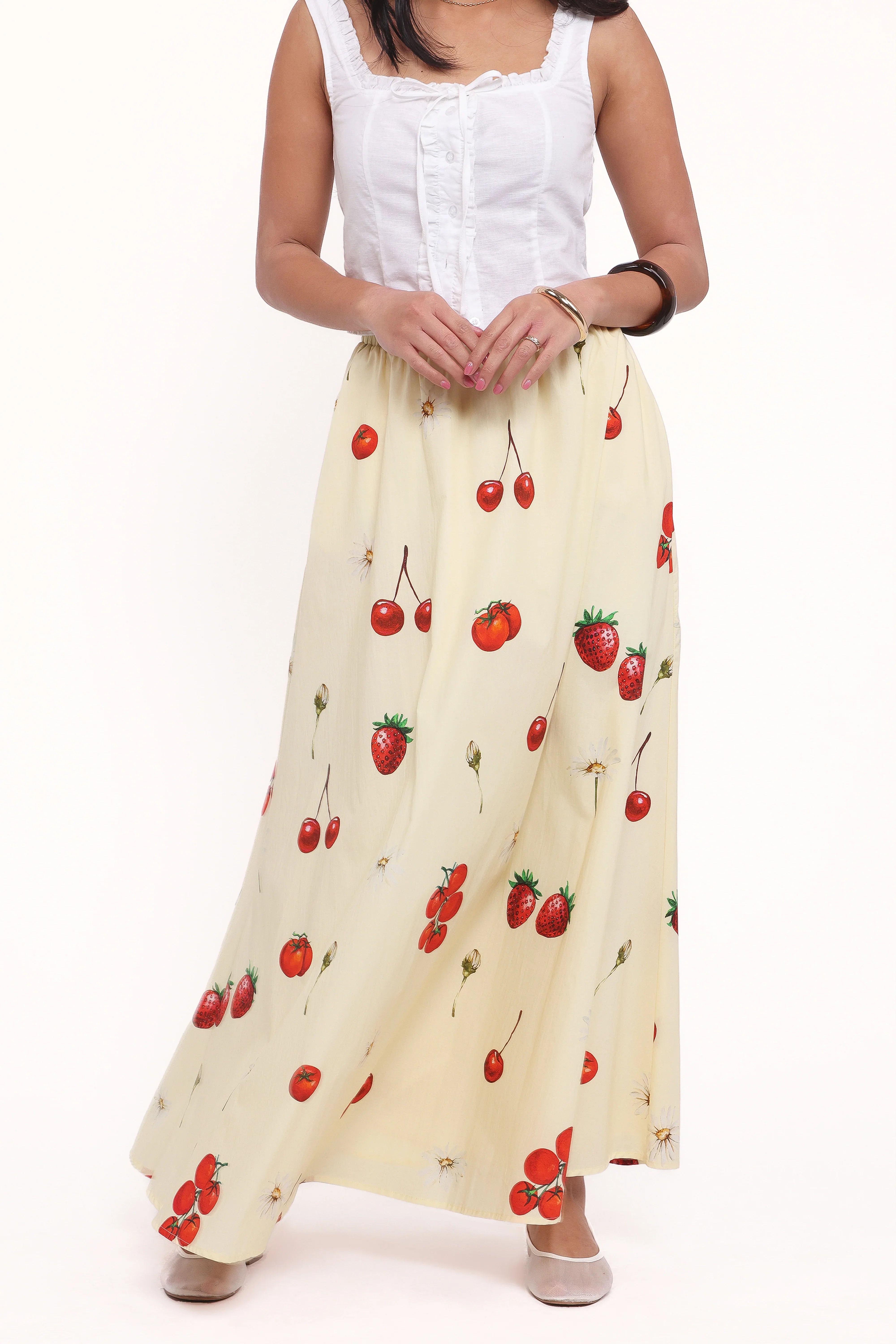 Remira Midi Skirt Yellow Cherry