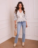 Prairie Peony Floral Lace Trim Top