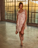 Petals Unspoken Floral Chiffon Lace Mini Dress