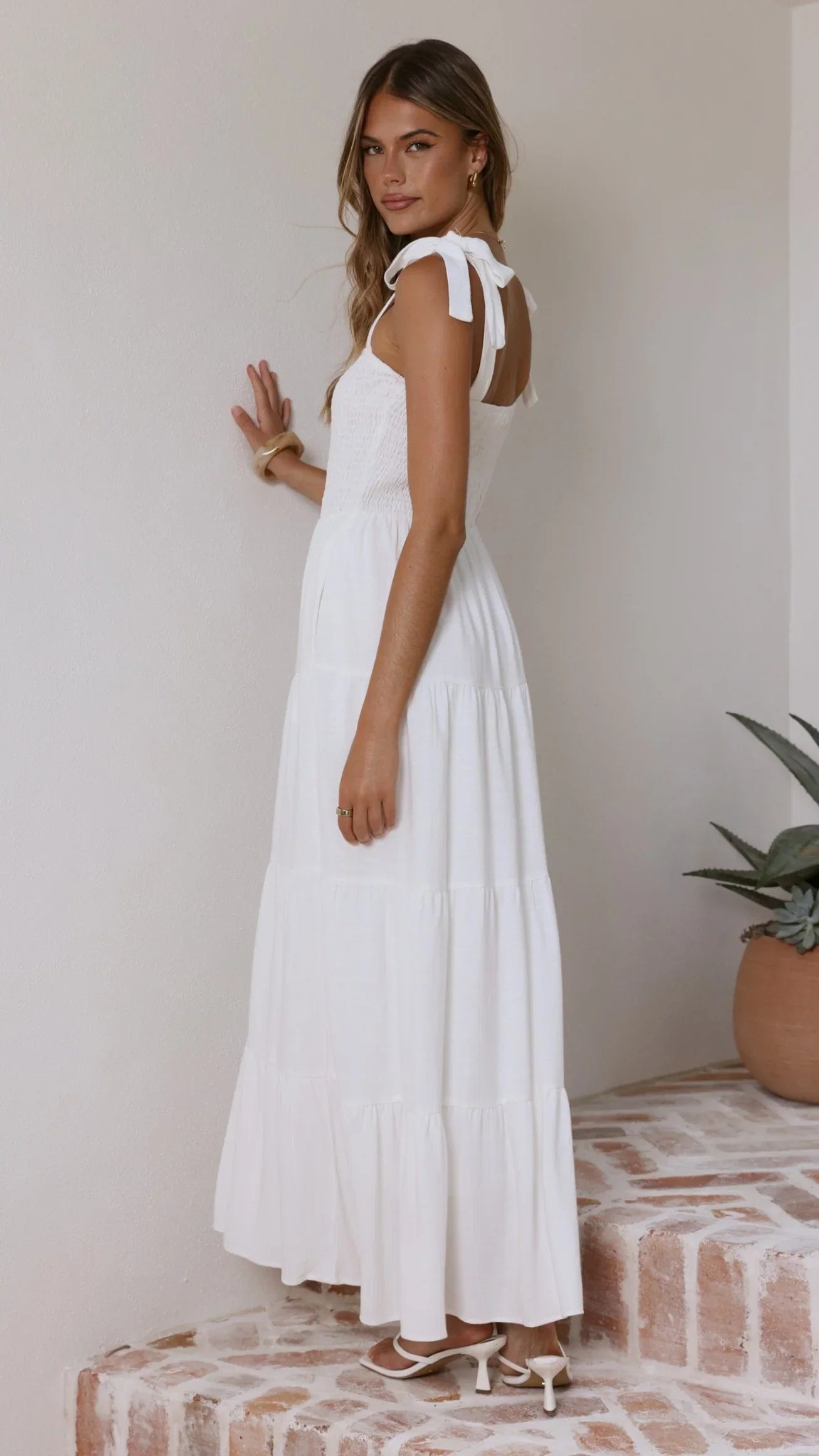 Carlina Tiered Maxi Dress White