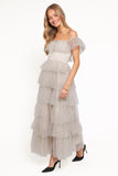 Belle Maxi Dress Cream Polka Dot