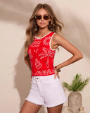 Salt Splash Knit Novelty Print Tank Top
