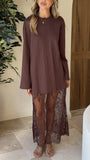 Kailey Lace Maxi Dress Brown