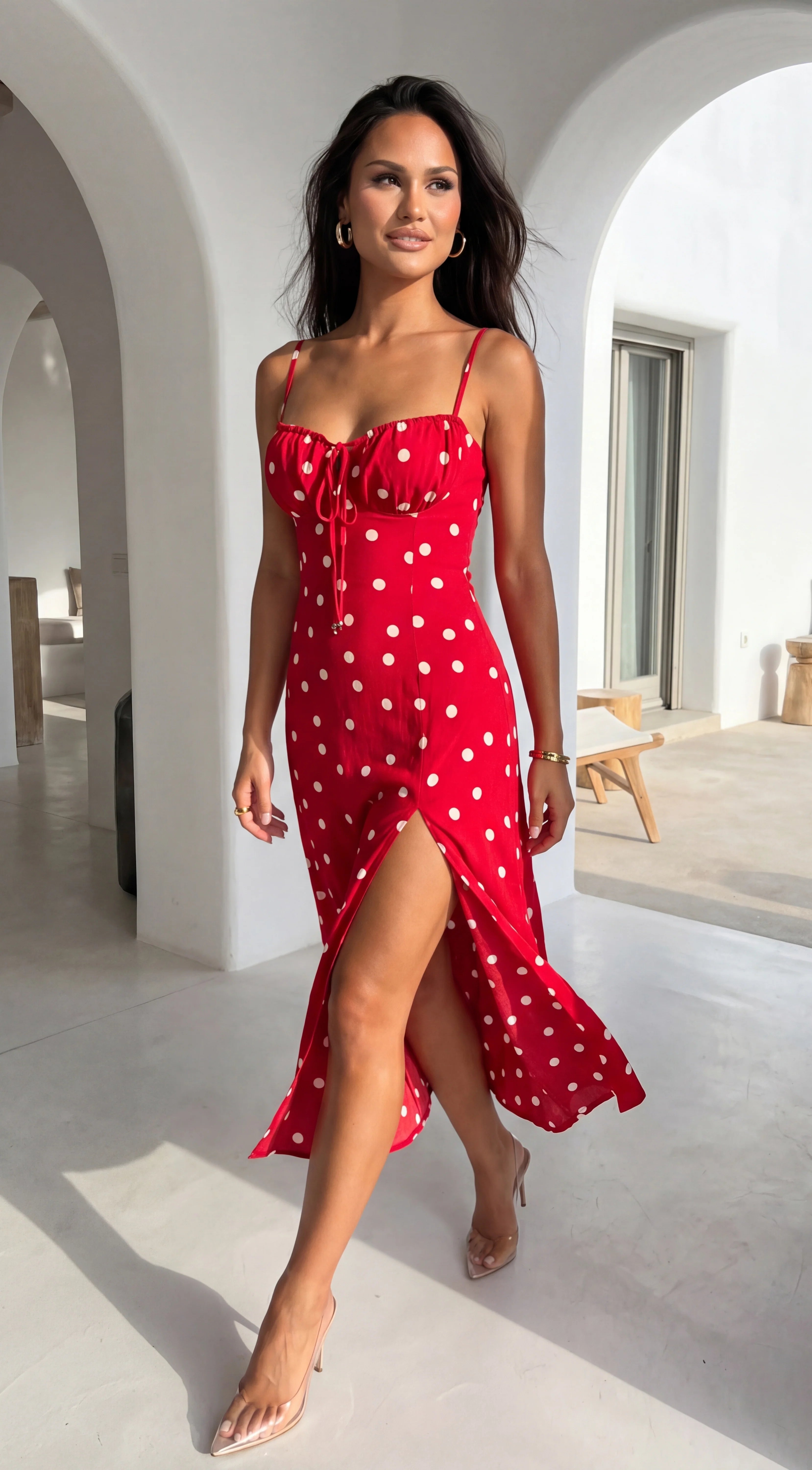 Romelia Polka Dot Maxi Dress Red