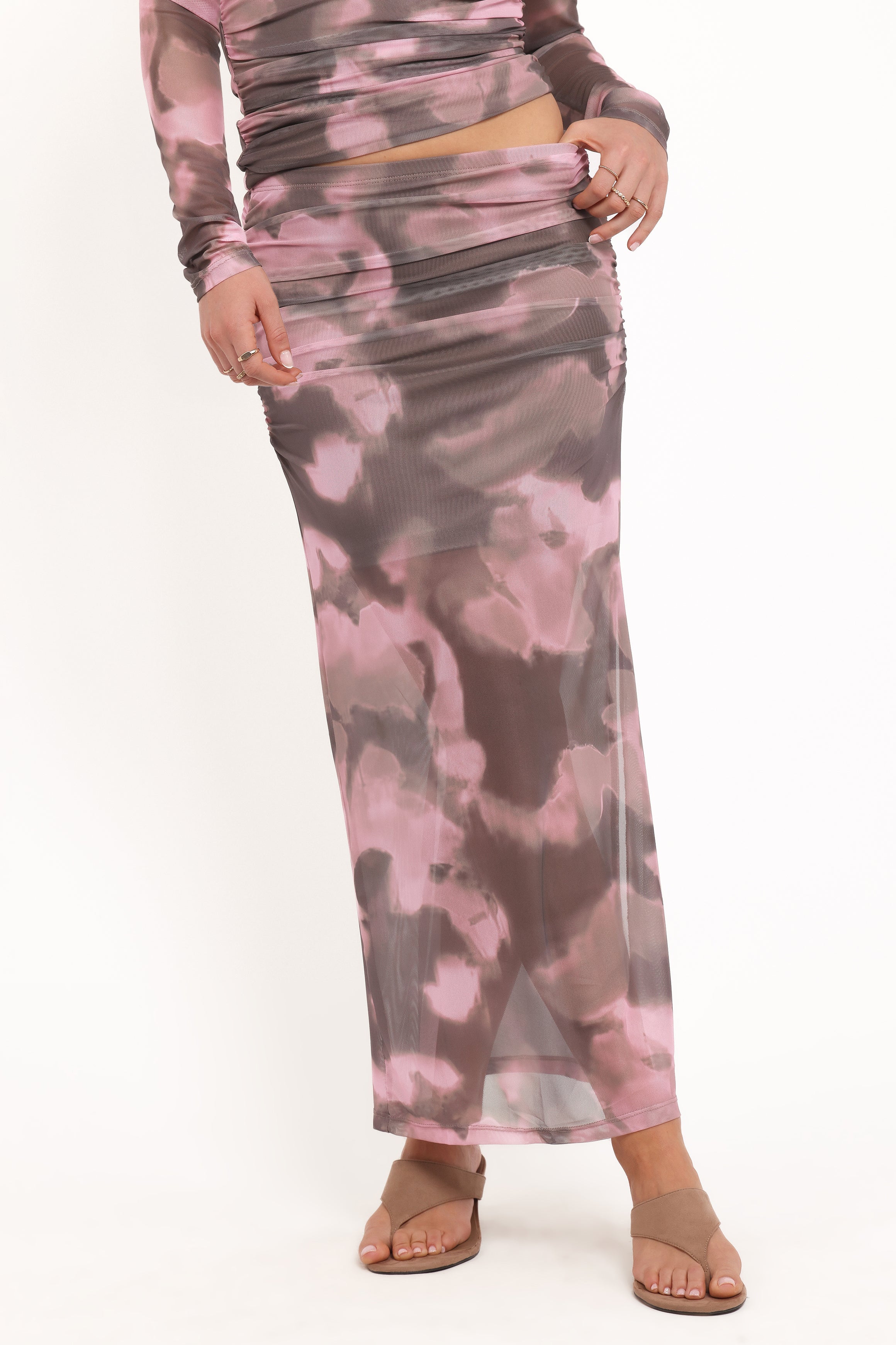 Caelira Skirt Pink Brown Print