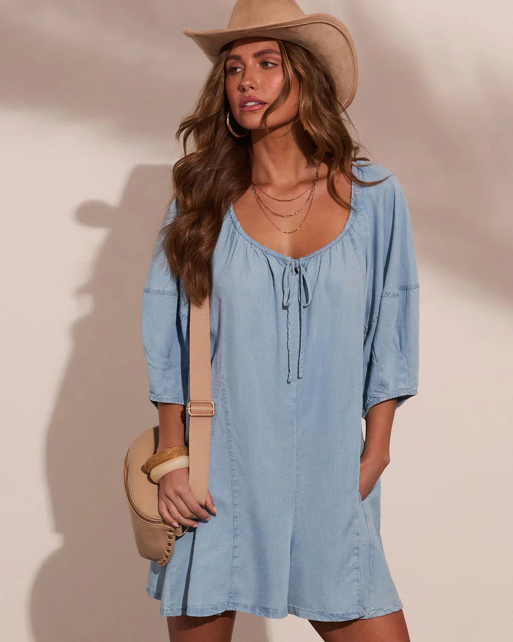 Moonlit Prairie Chambray Romper