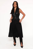 Lizzi Faux Leather Midi Dress Black