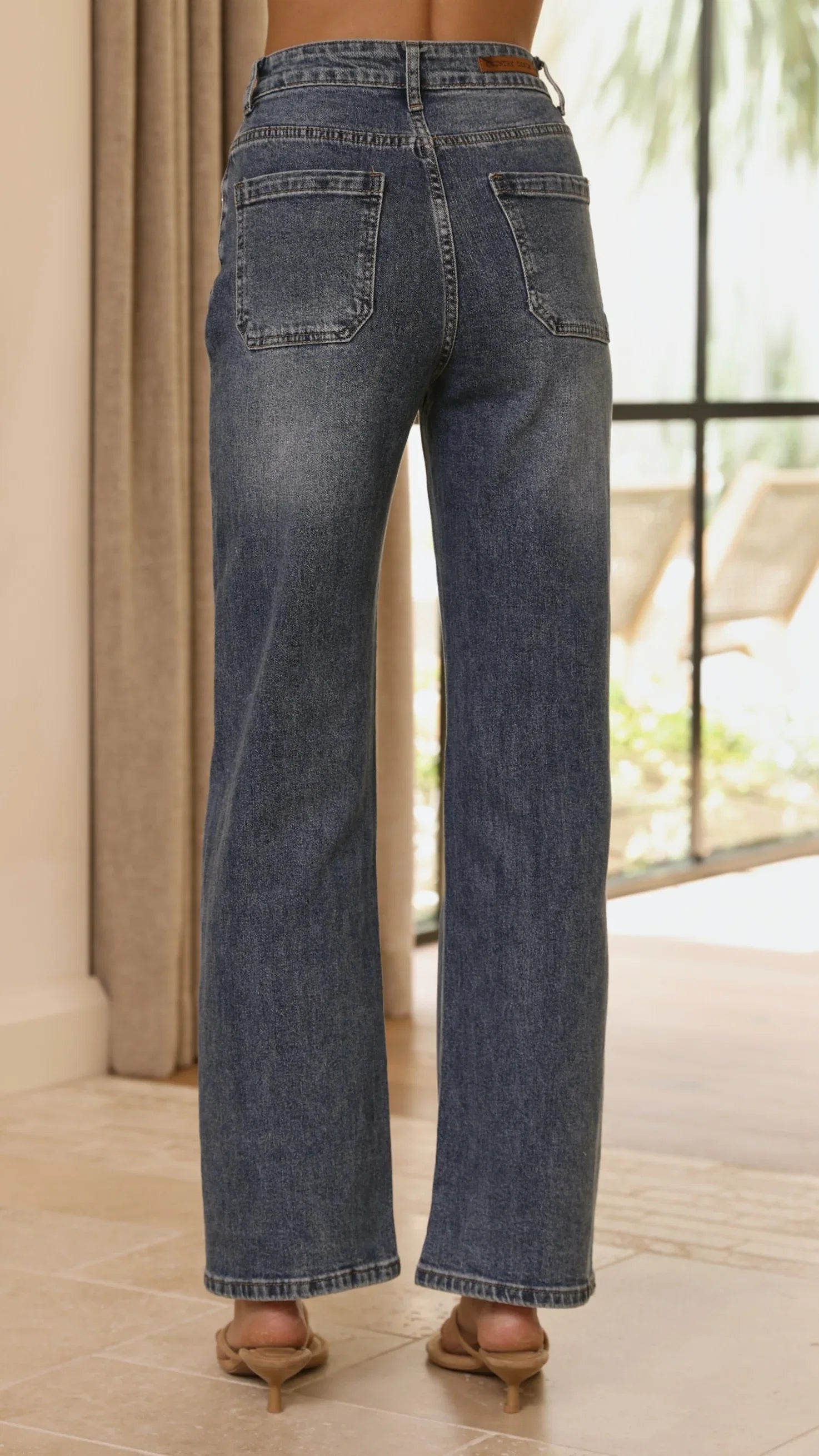 Zana Straight Leg Jeans Mid Blue