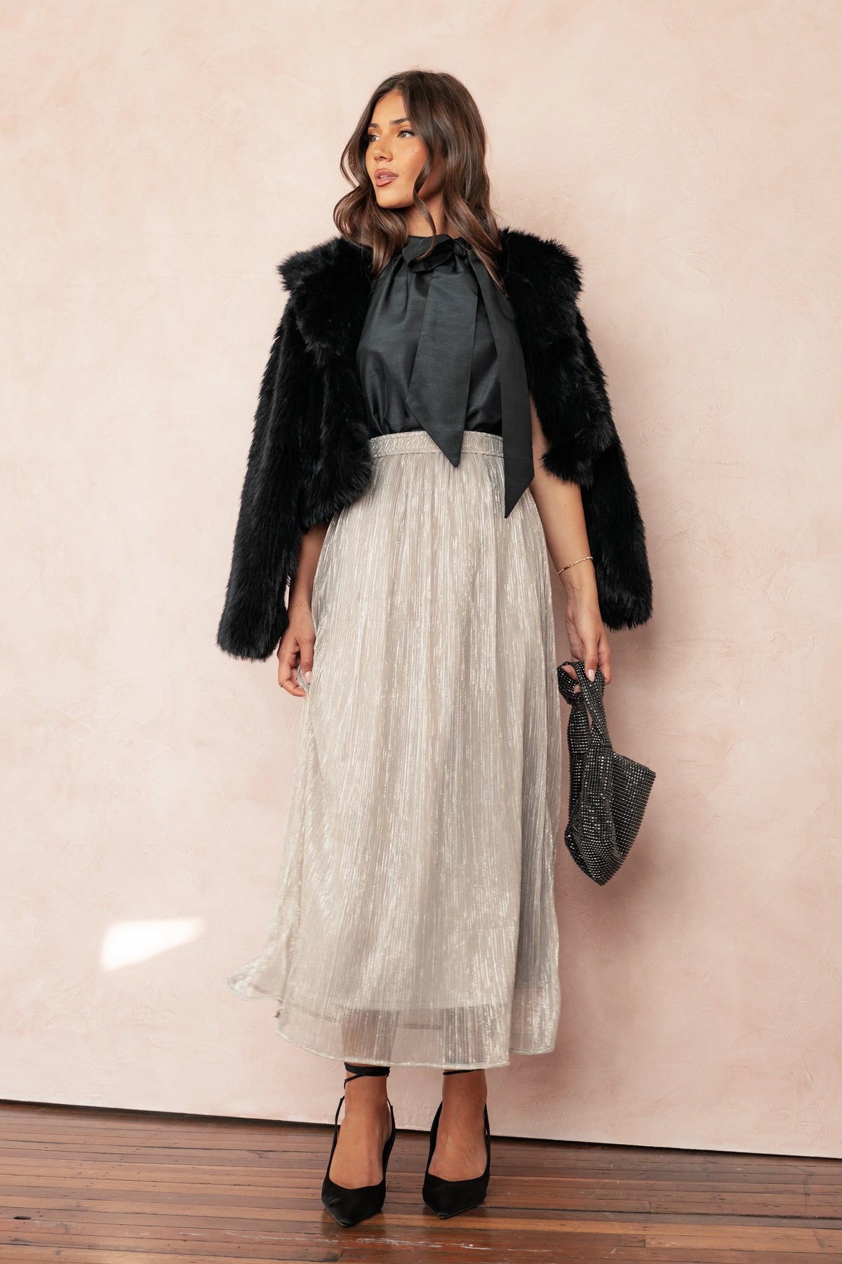 Tricia Maxi Skirt Silver