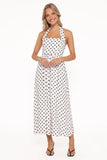 Gemini Halterneck Maxi Dress White Polka Dot