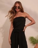 Coasting By Strapless Waist Tie Jumpsuit