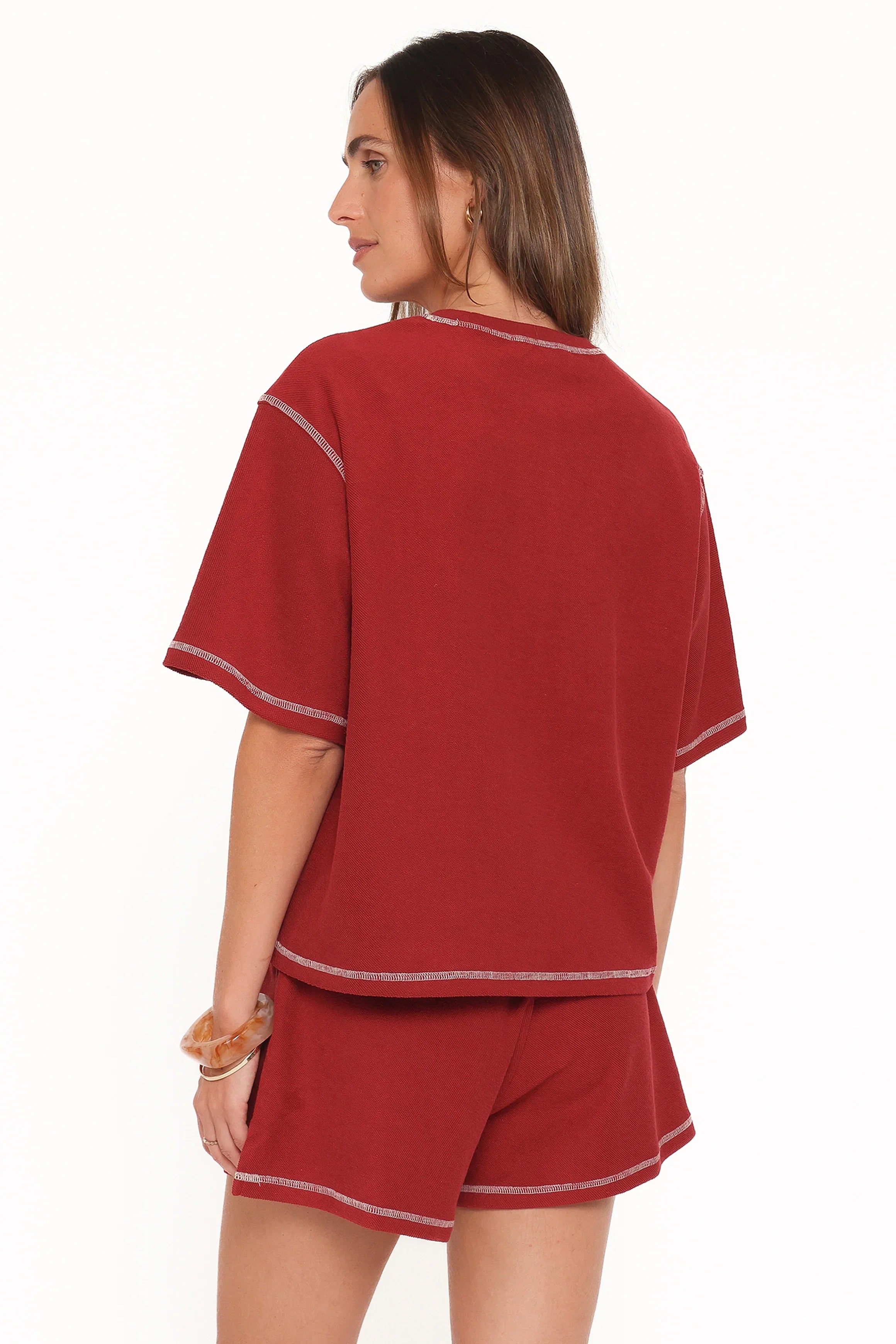 Melody Knit Short Set Burgundy