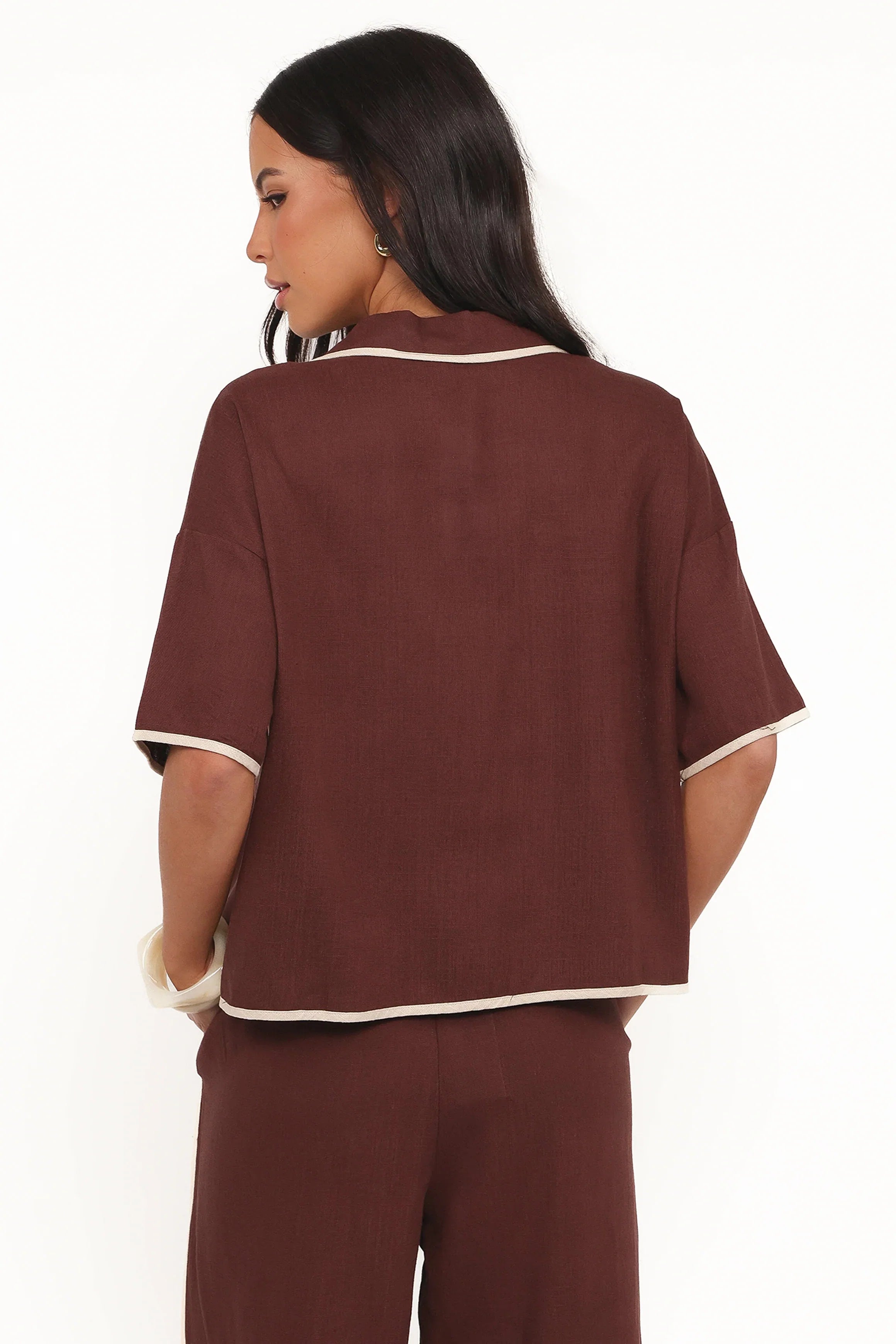 Dalton Tie Top Brown Cream