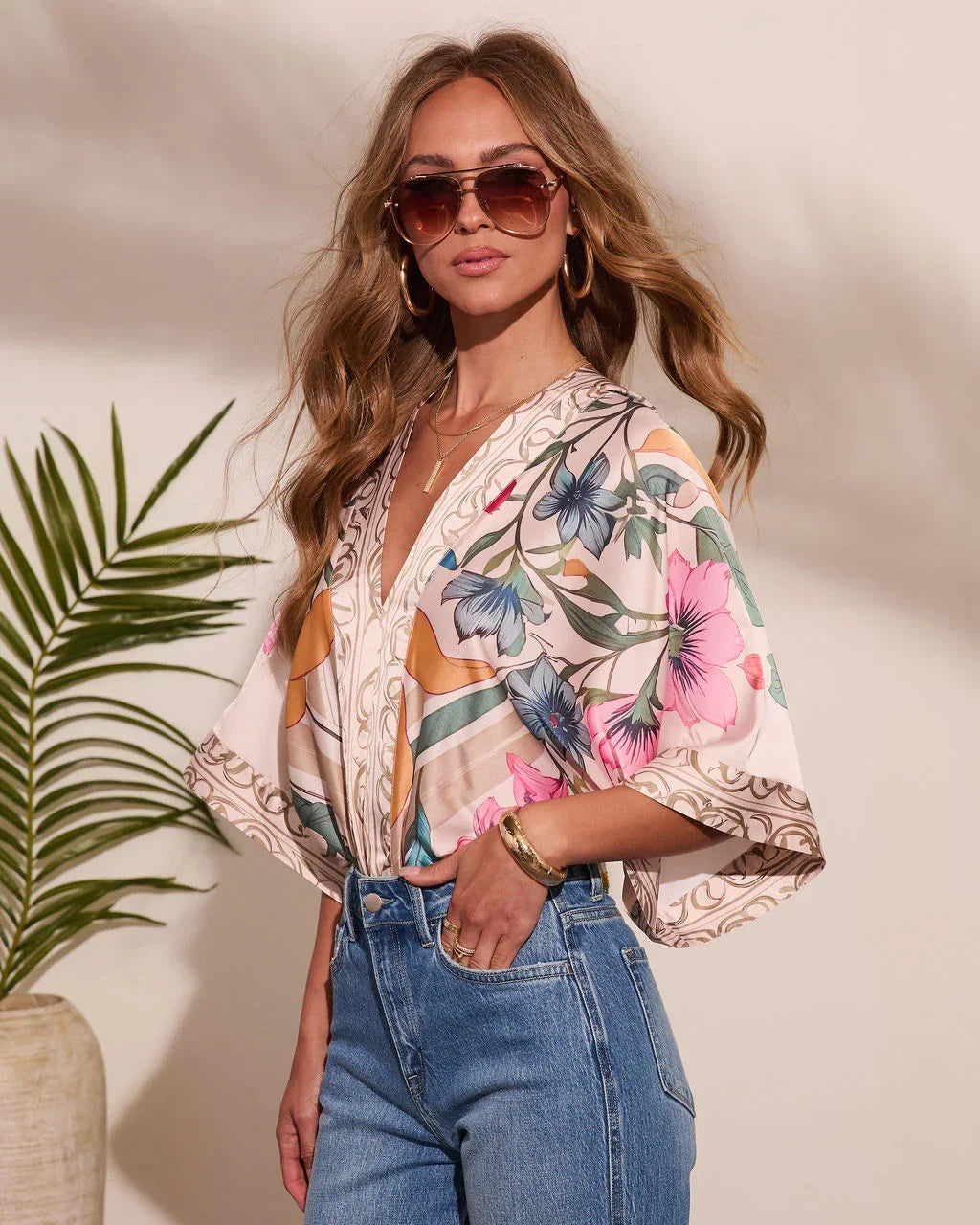 Sun Aura Abstract Floral Bodysuit