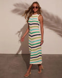 Reyna Chevron Print Tank Midi Dress