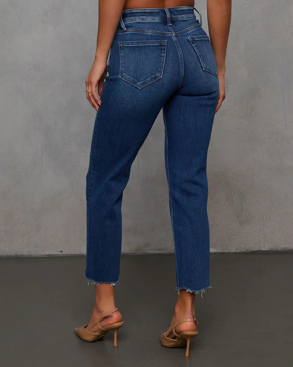 Rona Super Stretch High Rise Straight Leg Cropped Jeans