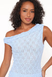 Faeriel Off Shoulder Lace Knit Top Blue