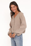 Sybil Button Front Cardigan Mushroom
