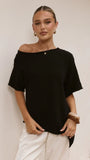 Cascadia Off Shoulder T Shirt Black
