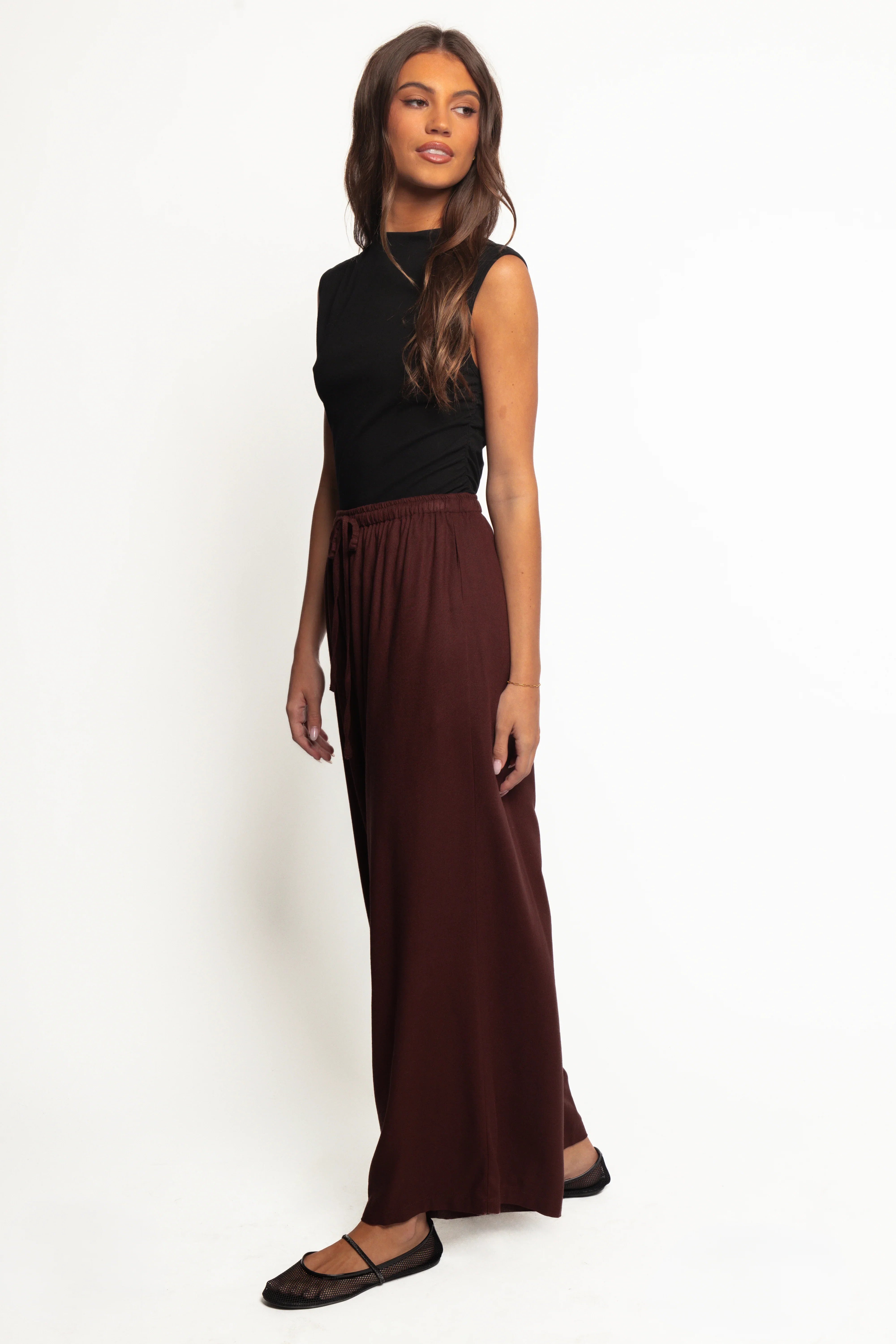 Zane Tie Waist Pant Chocolate