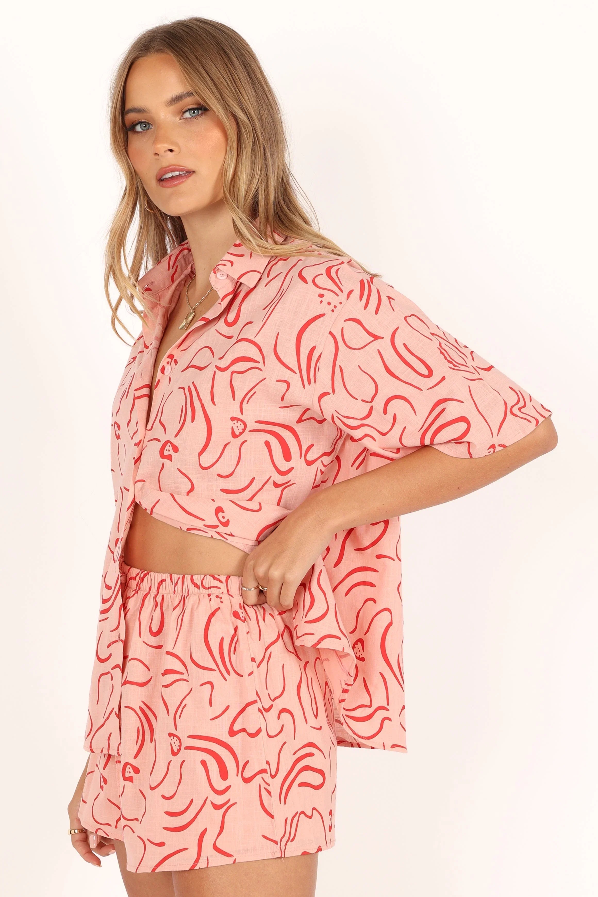 Flower Power Short Set Pink