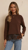 Alina Lace Trim Top Chocolate