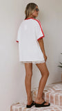 Long Live Cowgirls Oversized Tee White Red