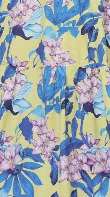 Avala Midi Dress Blue Leaf Orchid