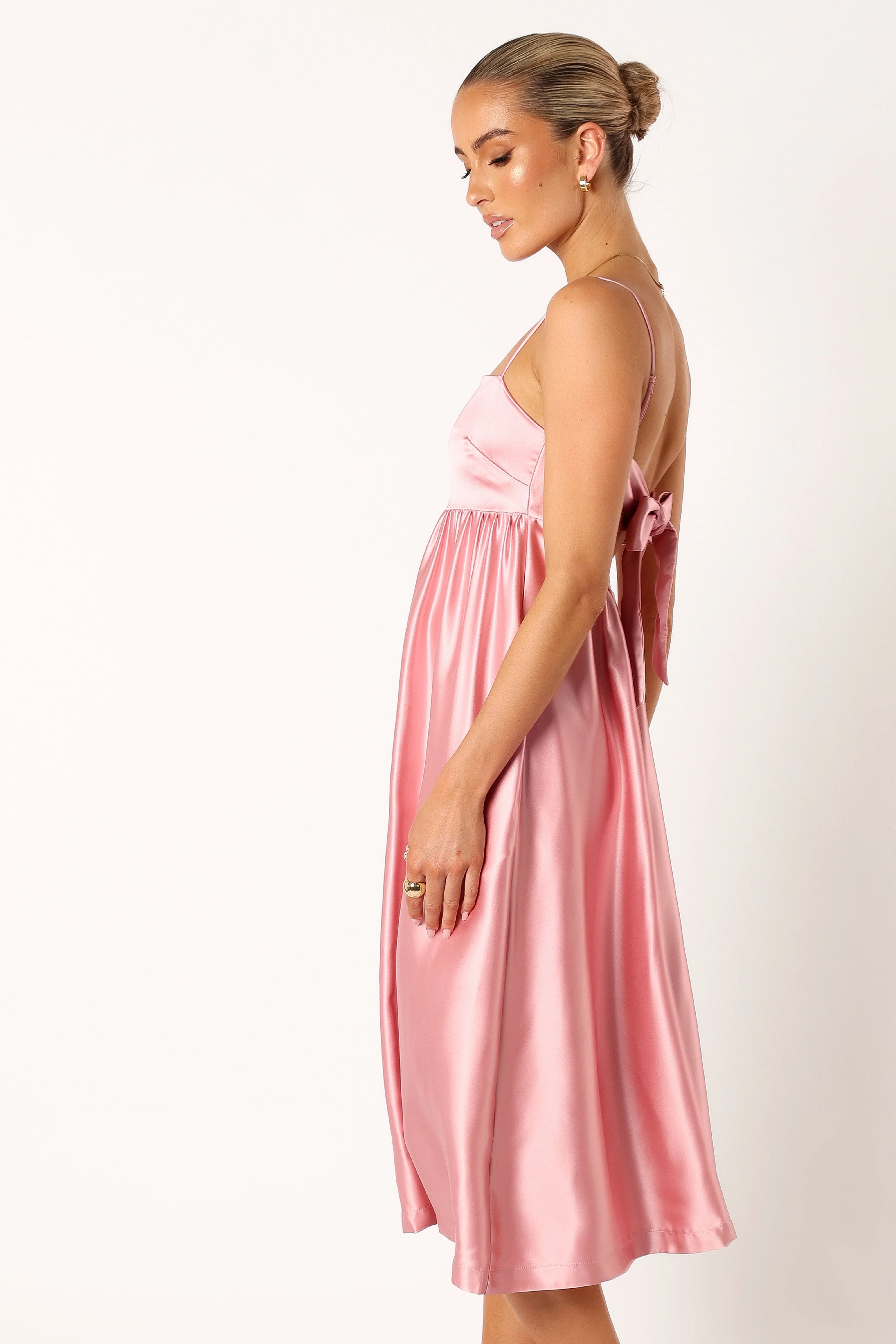 Teagan Bow Back Midi Dress Soft Pink