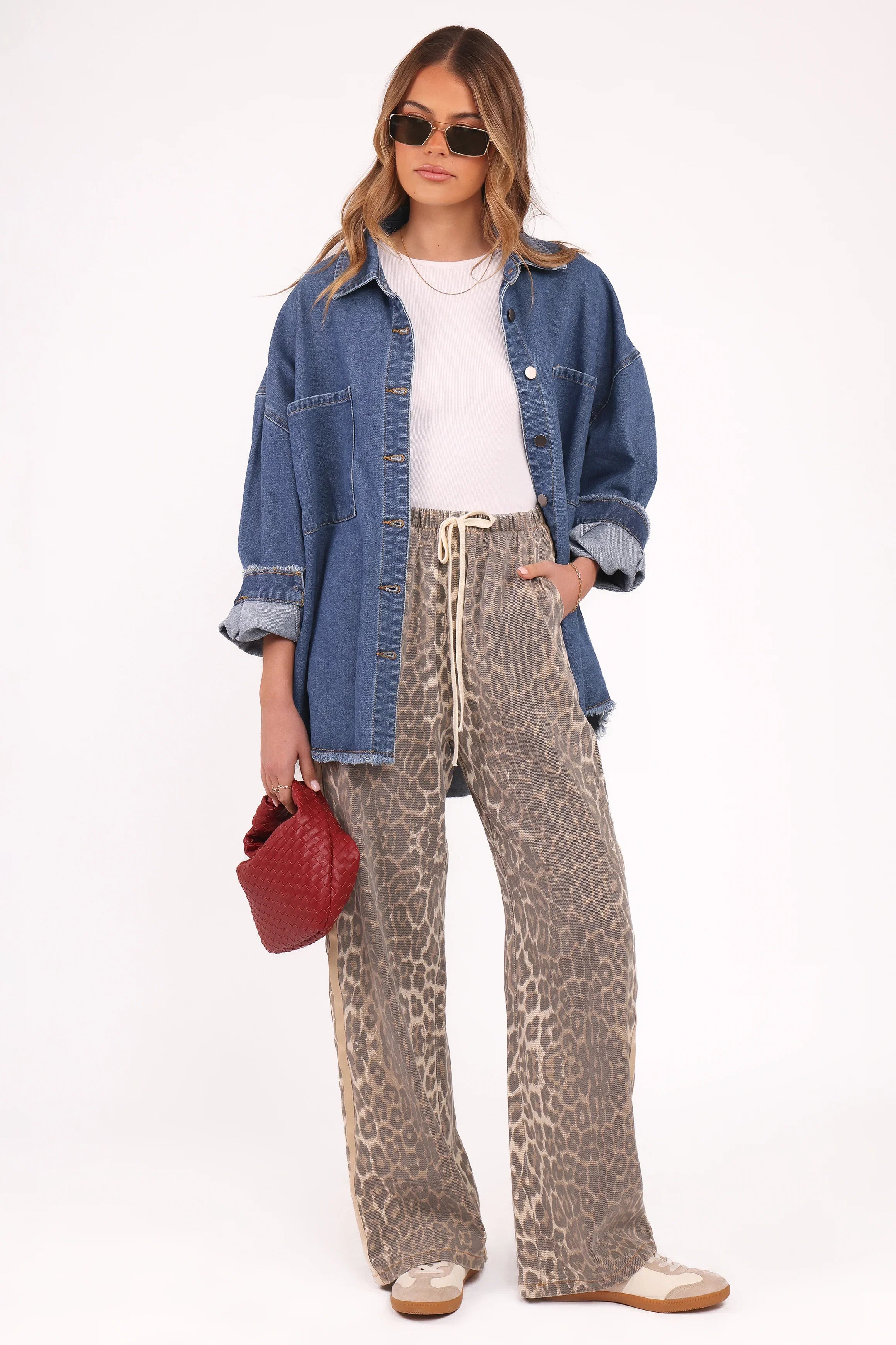 Fletcher Denim Racer Pants Leopard