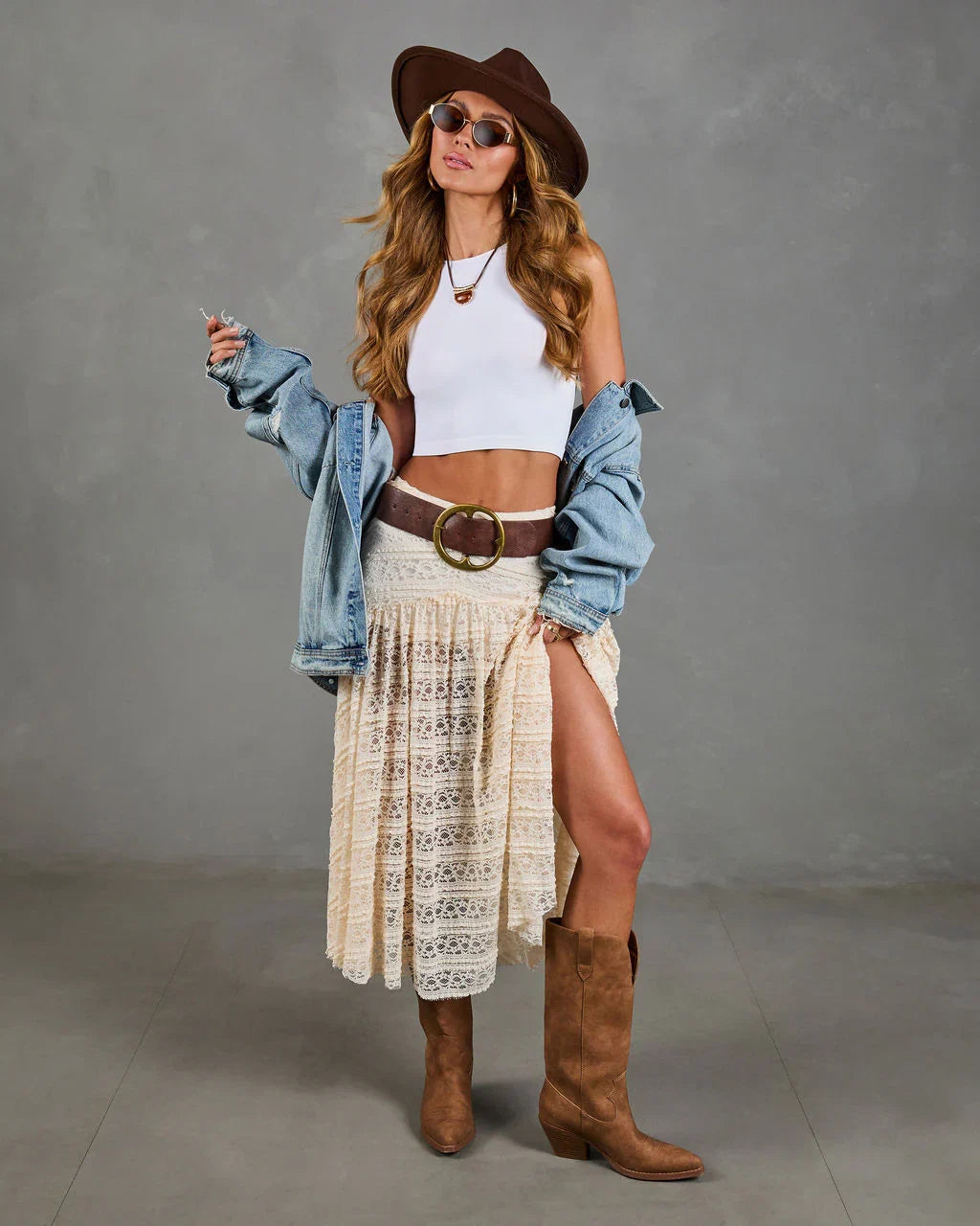 Dewy Moment Ruffle Lace Maxi Skirt