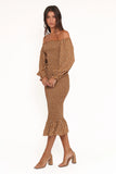 Sara Midi Dress Brown Floral
