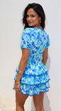 Solira Floral Tiered Mini Romper Dress Blue