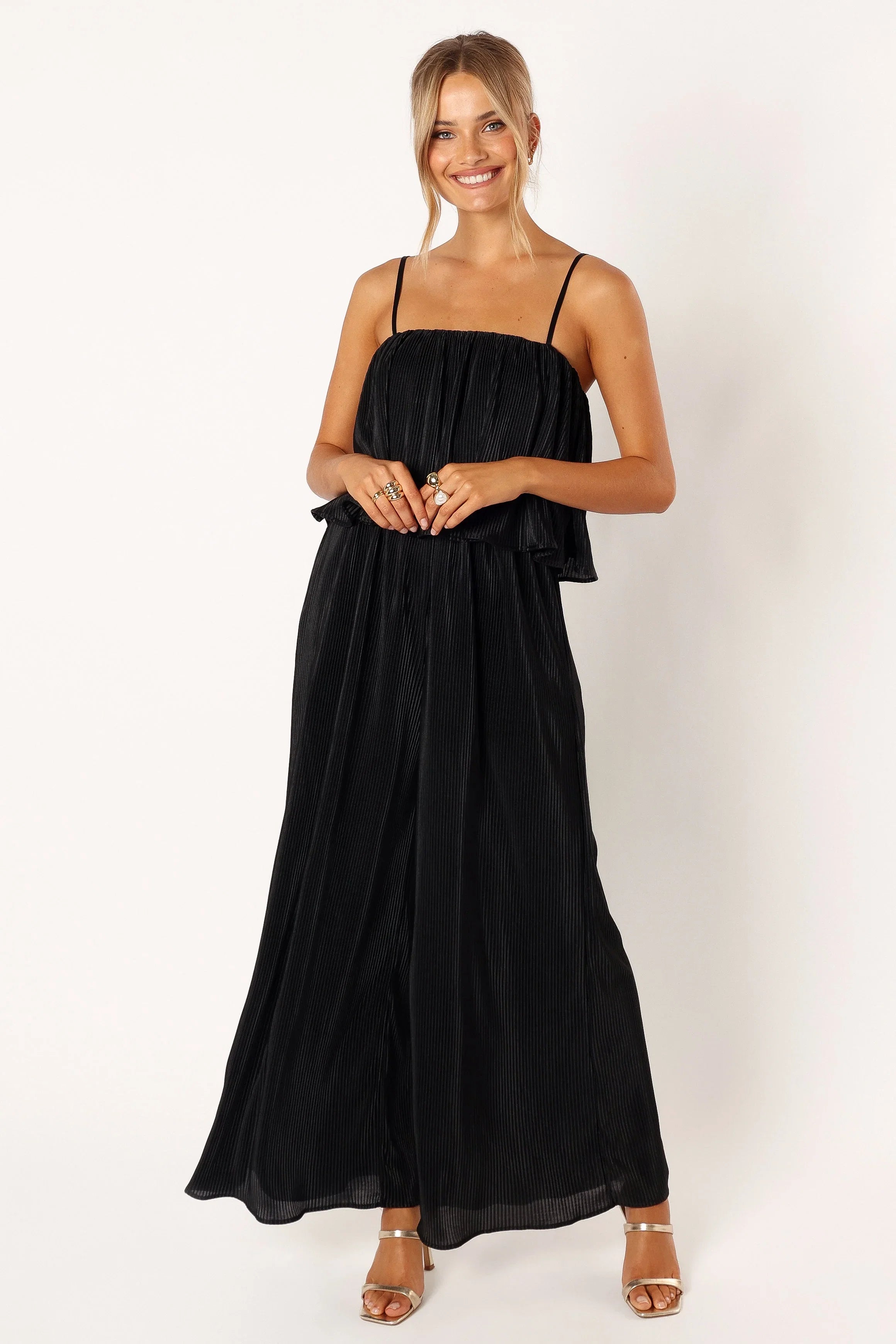 Jillian Plisse Jumpsuit Black