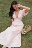 Joedy Puff Sleeve Midi Dress Pale Pink