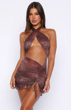 Wild Motion Mesh Mini Dress Desert Rouge