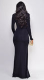 Leilani Metallic Ruched Deep V Maxi Dress Black