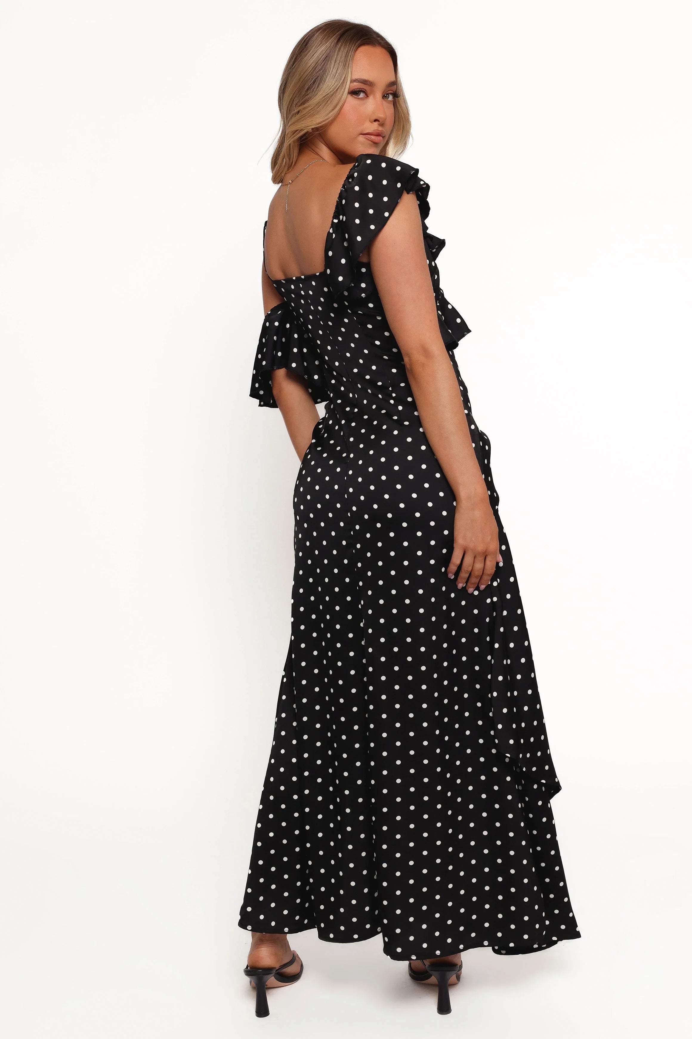 Adelina Maxi Dress Black Polka Dot