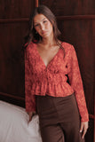 Monica Long Sleeve Top Red Roses