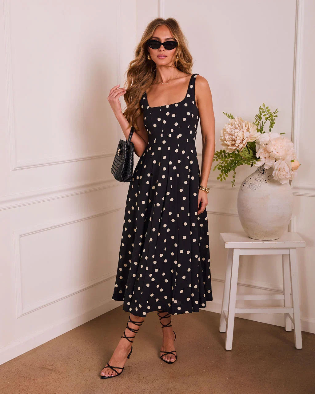 Subtle Allure Polka Dot Maxi Dress