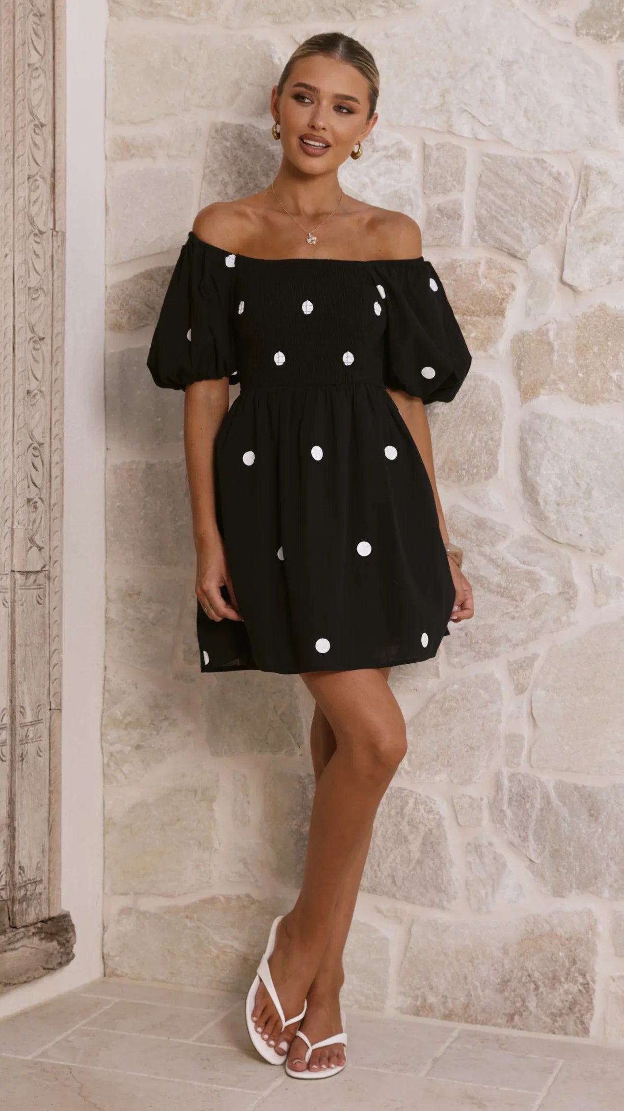 Marissa Mini Dress Black Polka