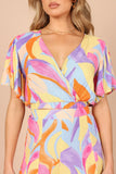 Luis V Neck Cropped Top Blue Multi