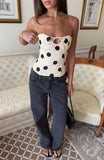 Baby Doll Strapless Bustier Butter Black Polka Dot