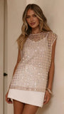Mirin Sequin Top Champagne