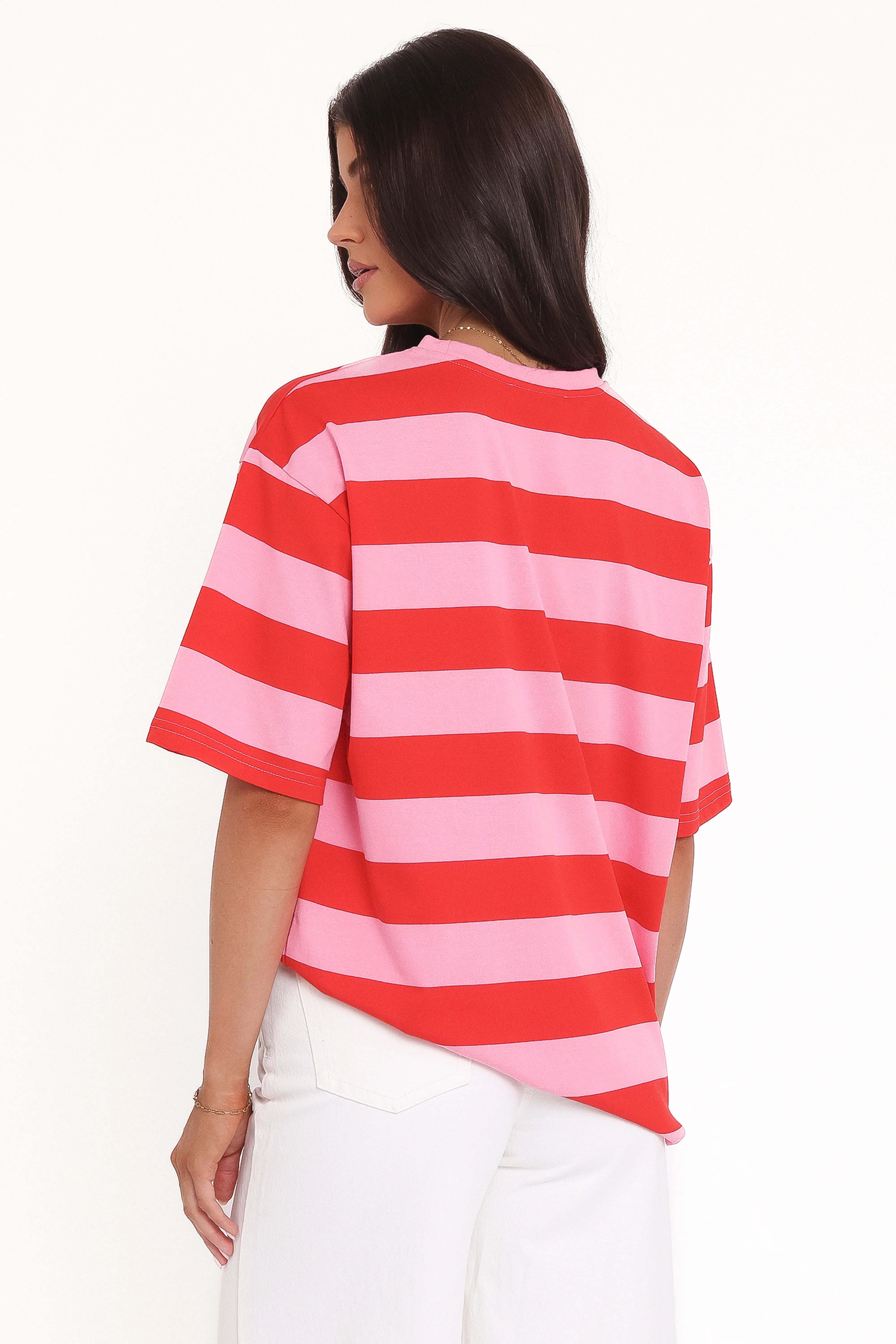 Zestora Tee Red Pink Stripe