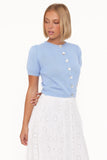 Zena Puff Sleeve Cardigan Cornflower Blue