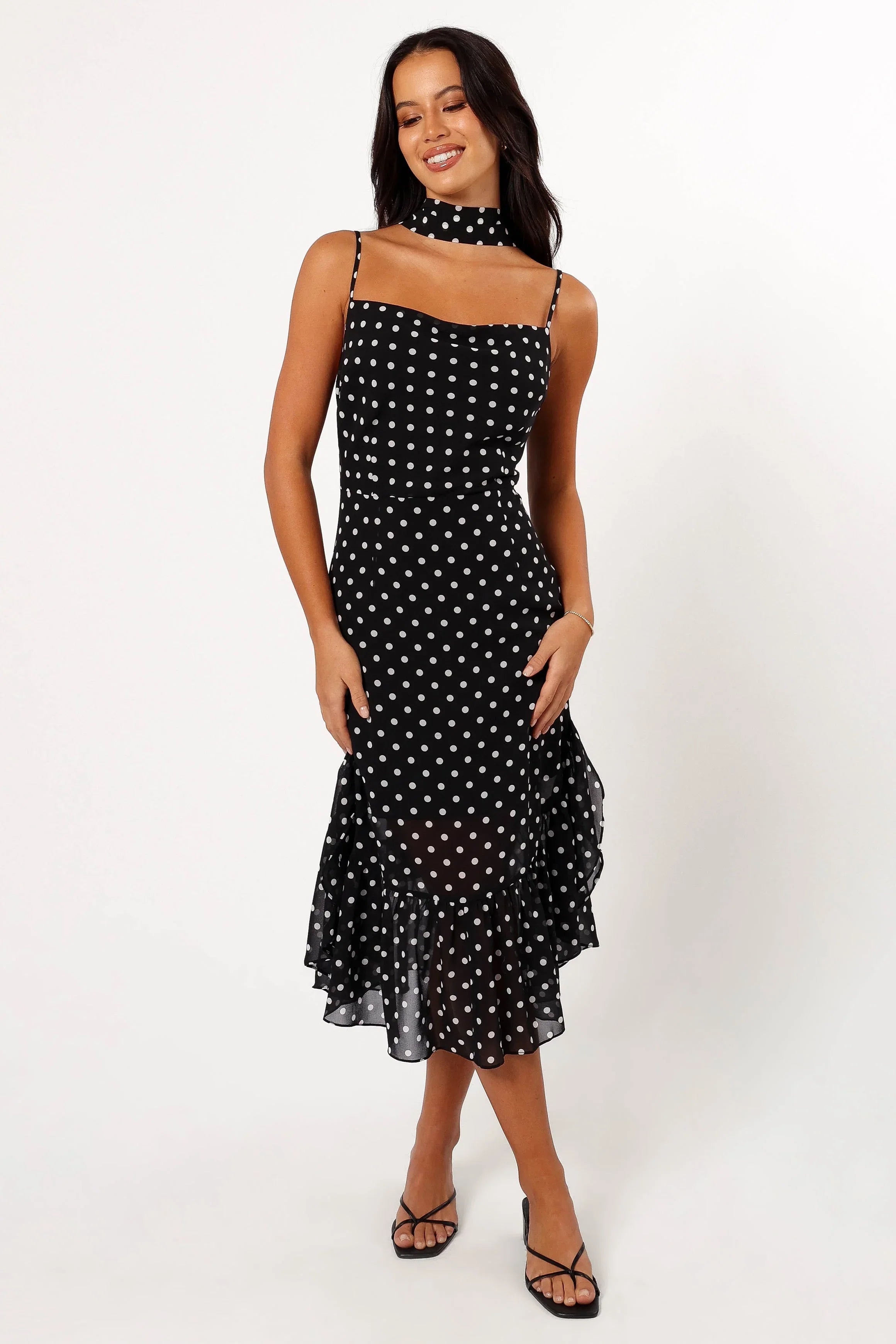 Francesca Midi Dress Black Polka Dot