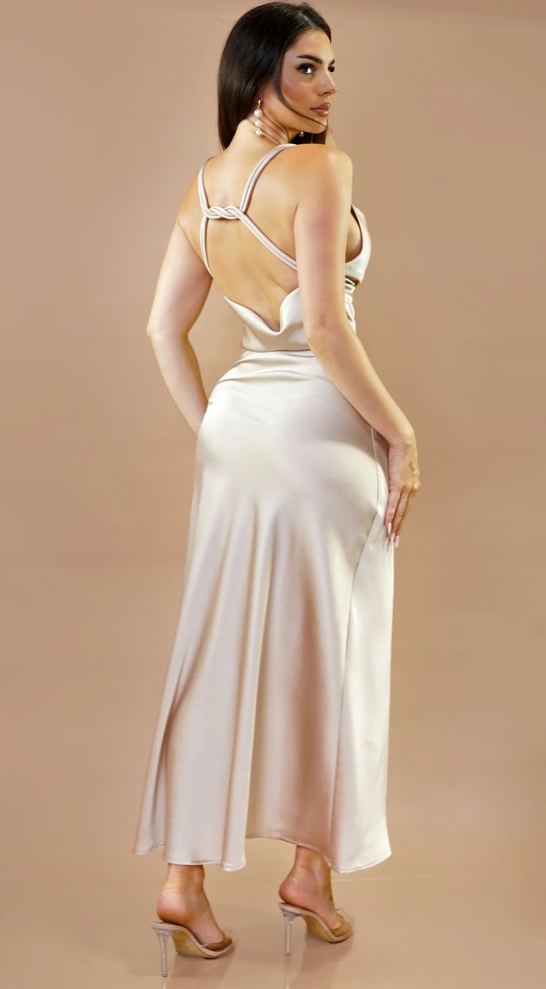 Lustra Satin Maxi Dress Cream